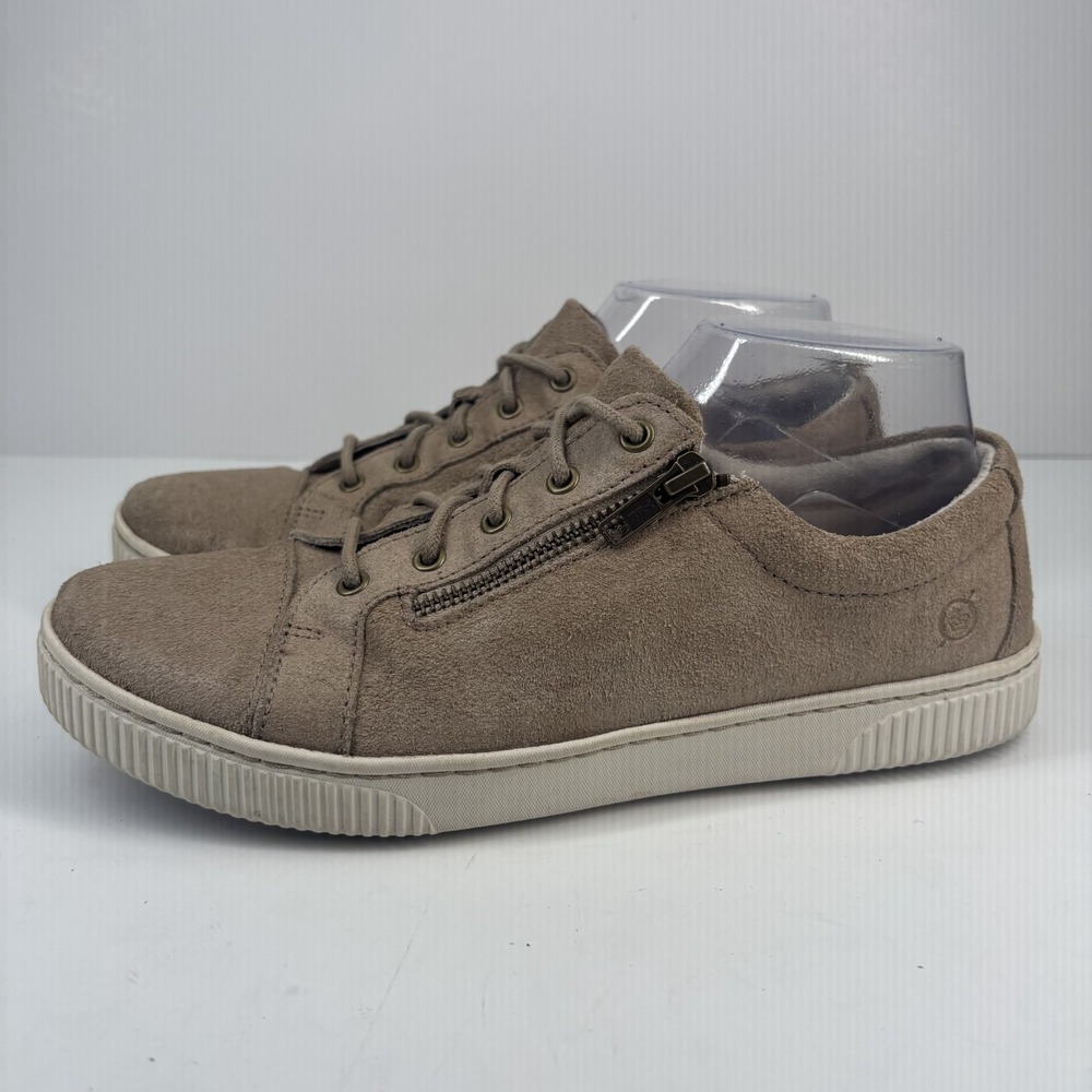 Born Tamara Women's US 10M Taupe Suede Low-Top Casual Sneakers Lace-Up Side Zip - Picture 9 of 16